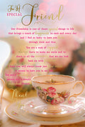 Friend Happy Birthday Card  China Tea Cup Sentiments Lovely Verse