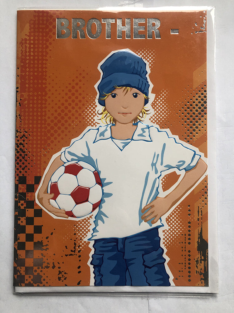 Brother Happy Birthday Card Boy Football Hat