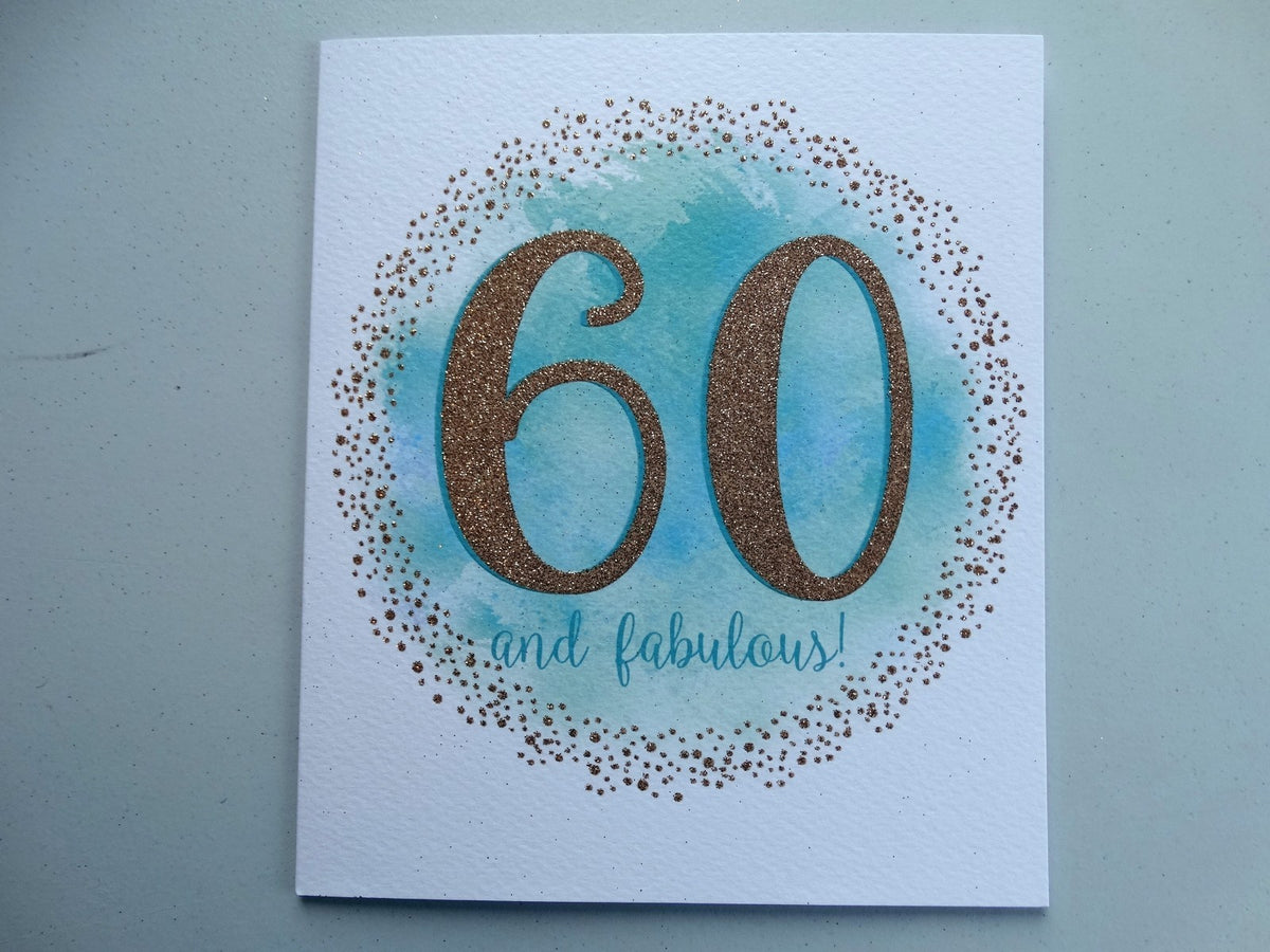 60th Happy Birthday Card 60 Fabulous Colour Me  Gold Flitter Design Good Quality