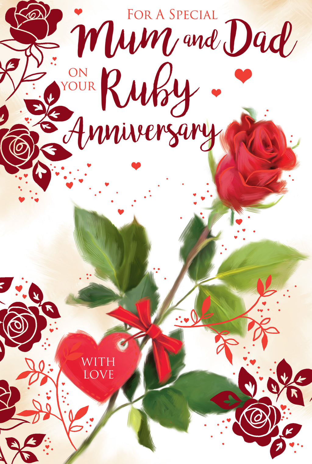 Mum Dad Ruby Anniversary Card On Your 40th Rose Happy Lovely Verse