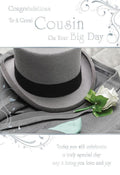 Cousin Wedding Card Congratulations To A Great On Your Big Day Modern Top Hat