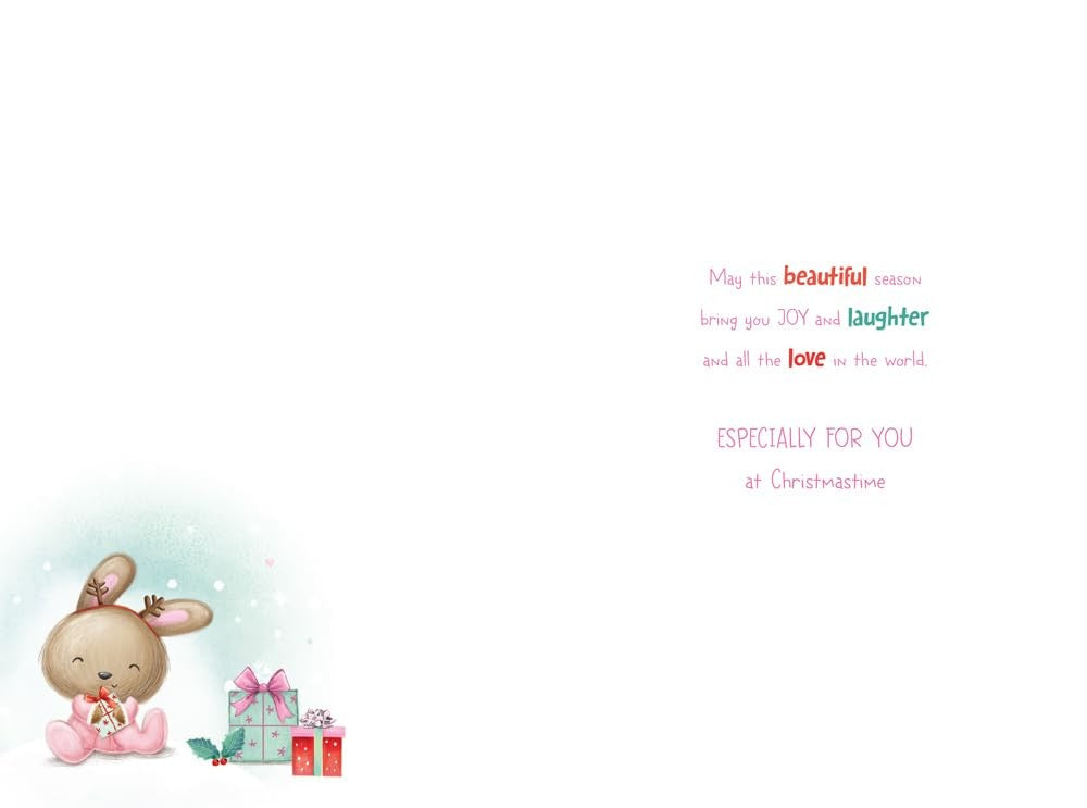 Christmas Card Granddaughter First 1st Large Cute Bunny Gifts 15x23cm
