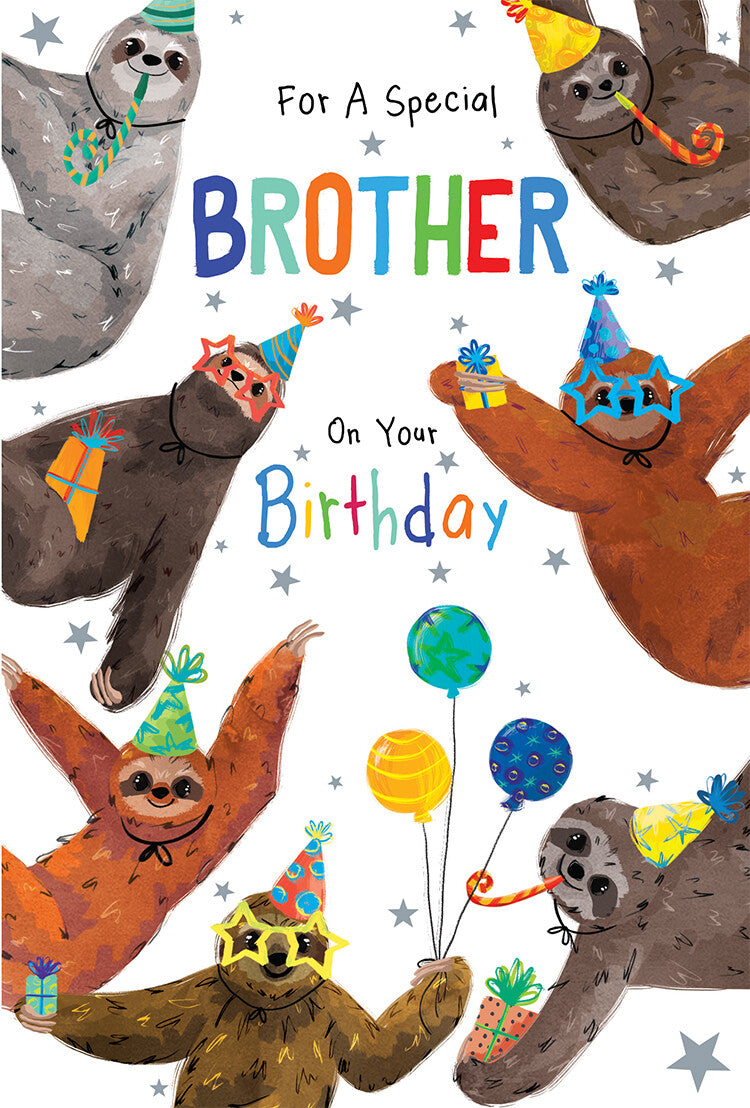 Brother Birthday Card Sloths 9" x 6" Lovely Verse