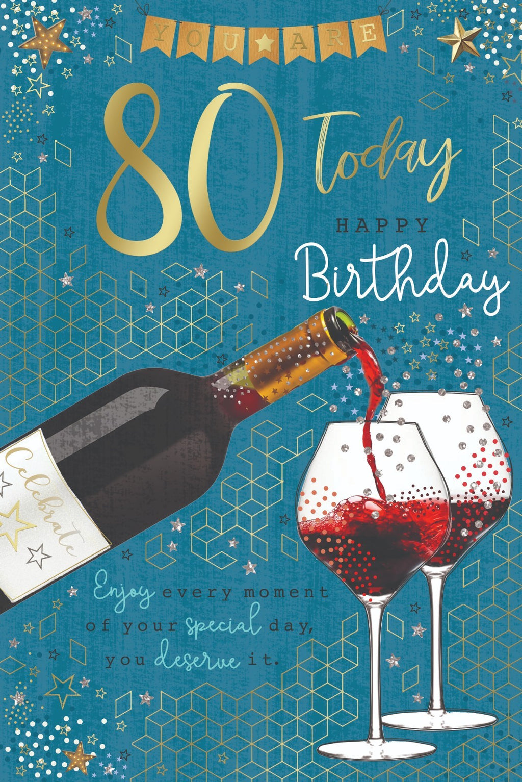 80th Birthday Card For Him Dad Grandad Husband Red Wine Design With Verse