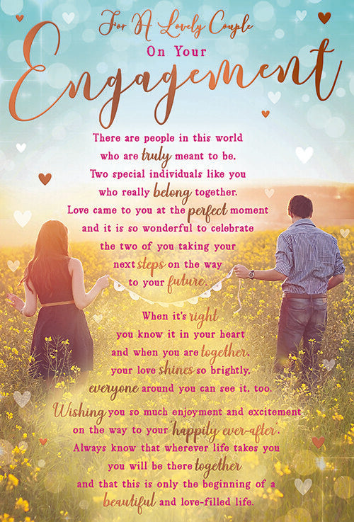 Couple Engagement Card For A Lovely Country Meadow Sentiments Lovely Verse