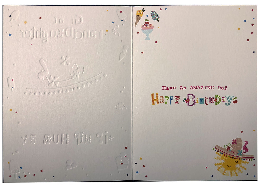 Great Granddaughter Birthday Card Sun Hat & Ice Cream Design Happy