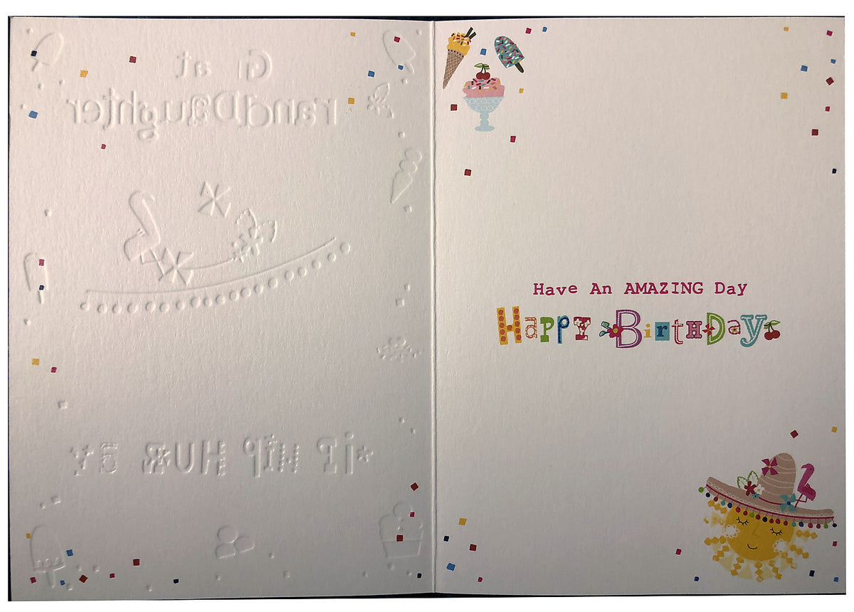 Great Granddaughter Birthday Card Sun Hat & Ice Cream Design Happy