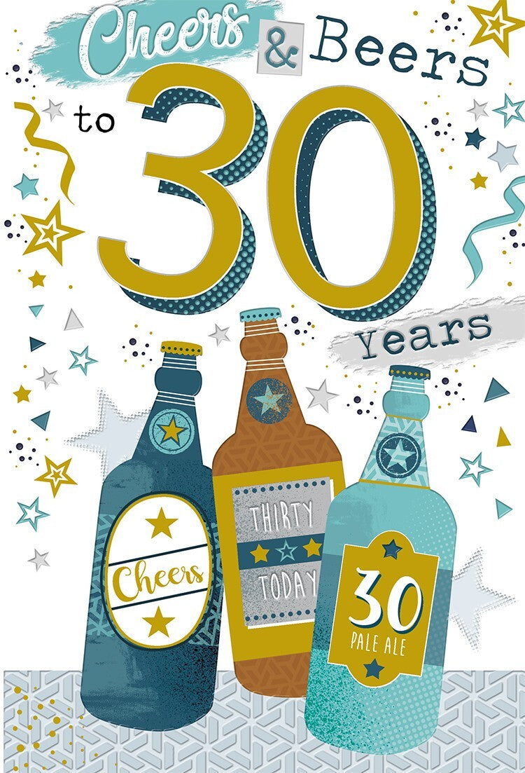 30th Happy Birthday Card Cheers & Beers to 30 Years  Beer Design