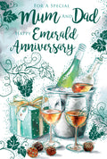 Mum & Dad Emerald Anniversary Card - 55th Wedding - Wine Chocolates