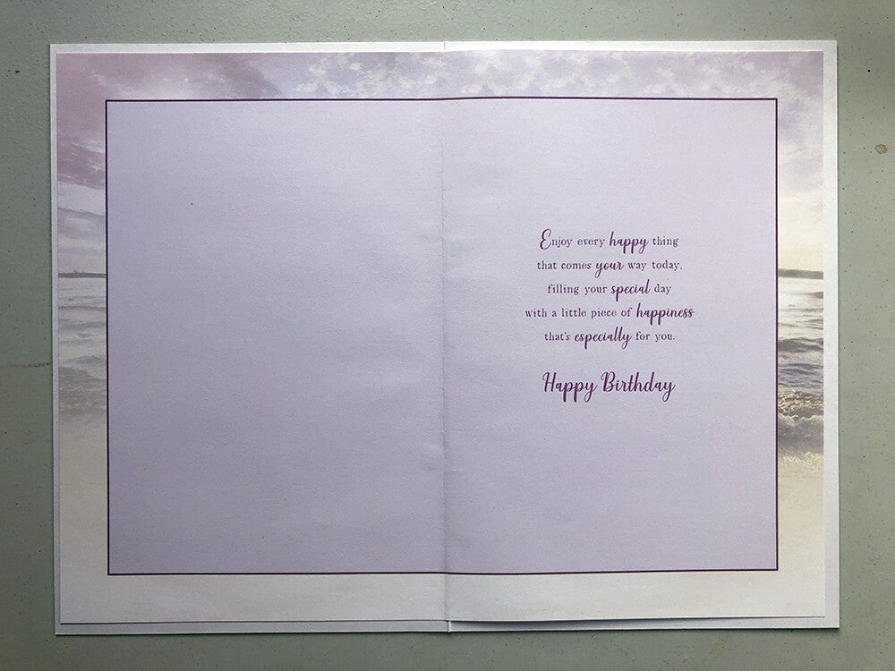 Special Niece Birthday Card - Sunset Beach Silhouette - Heartfelt Verse