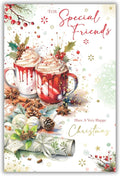 Christmas Card For Friends 15x23cm Festive Mugs Verse Inside Quality Large Card