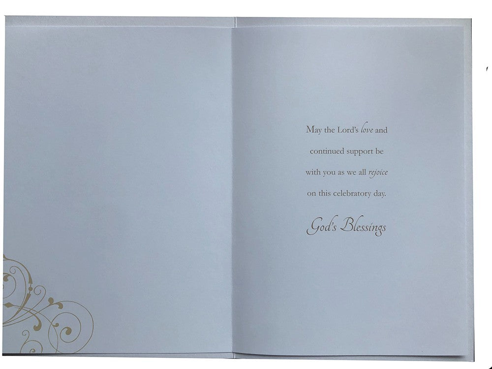 Religious Ordination Card Prayer Hands & Gold Cross 14.4x21cm 1st 2nd Class Post