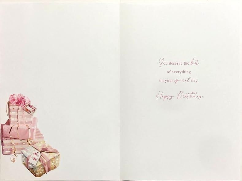 Birthday Card for Friend  Pink & Gold Gift Design  15x23cm  Colour Insert