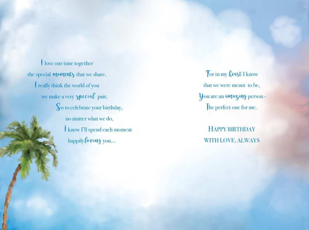 Husband 80th Birthday Card - Romantic Beach Scene - Wonderful 80 Today With Love