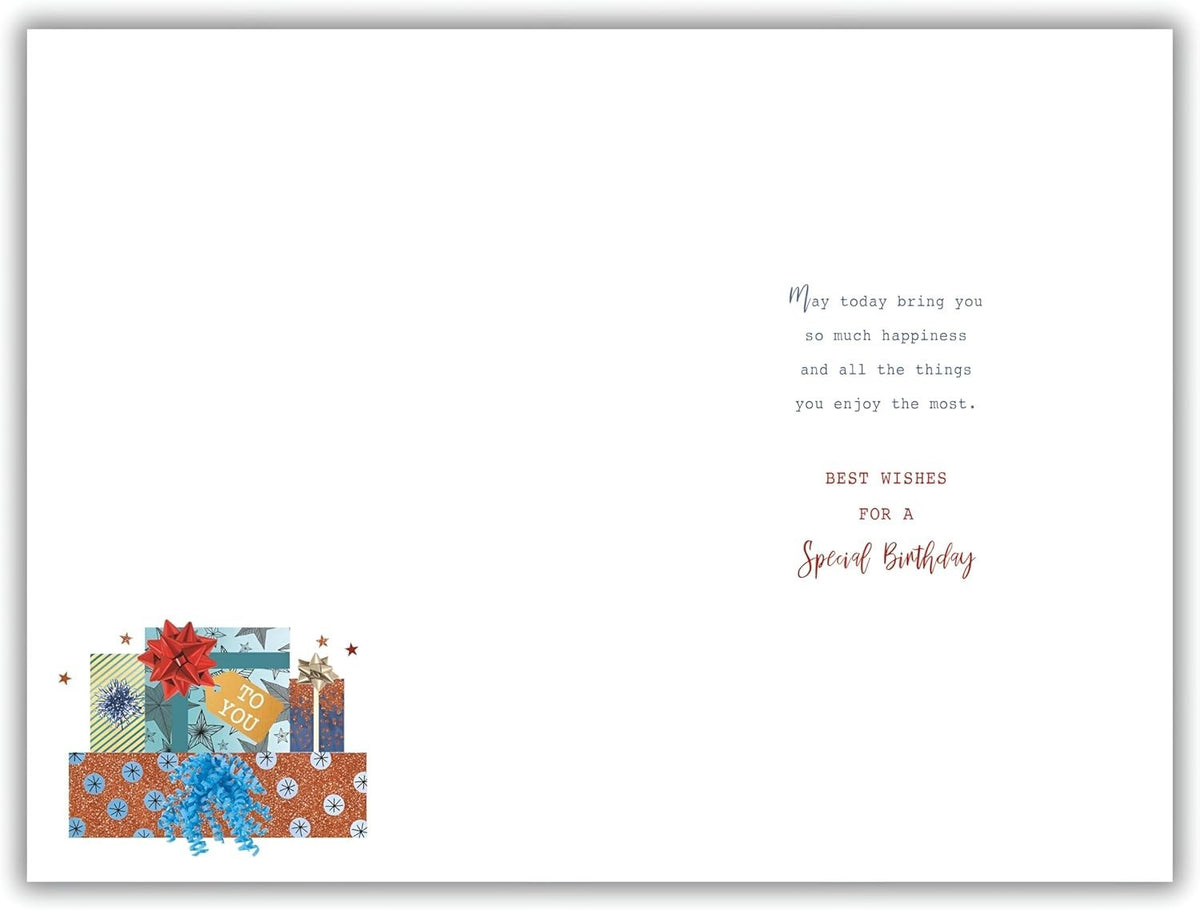 Birthday Card for Grandson  Gift Stack & Bunting  15x23cm  Colour Insert
