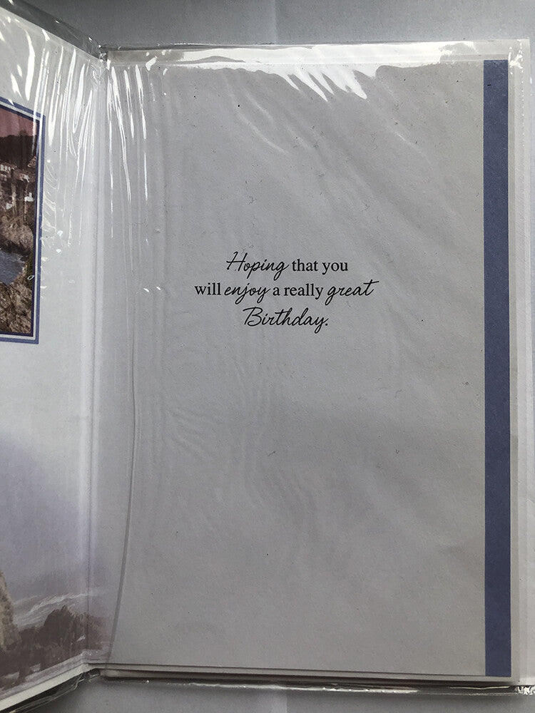 Father Happy Birthday Card Village Bay Cove Lighthouse Rocks