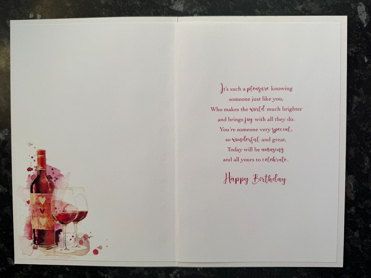 Someone Special Birthday Card Red Wine Large Greeting Card for Him Her Quality