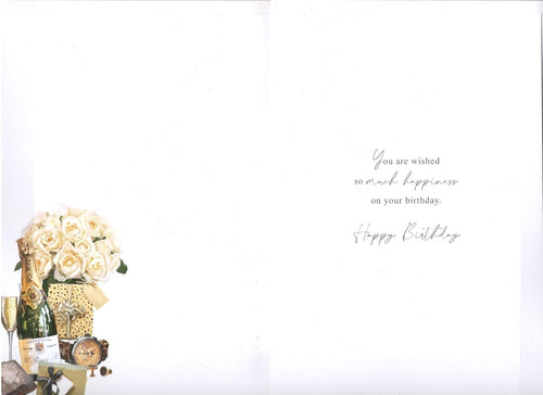 90th Birthday Card for Husband  Champagne & Gift Design  15x23cm Insert
