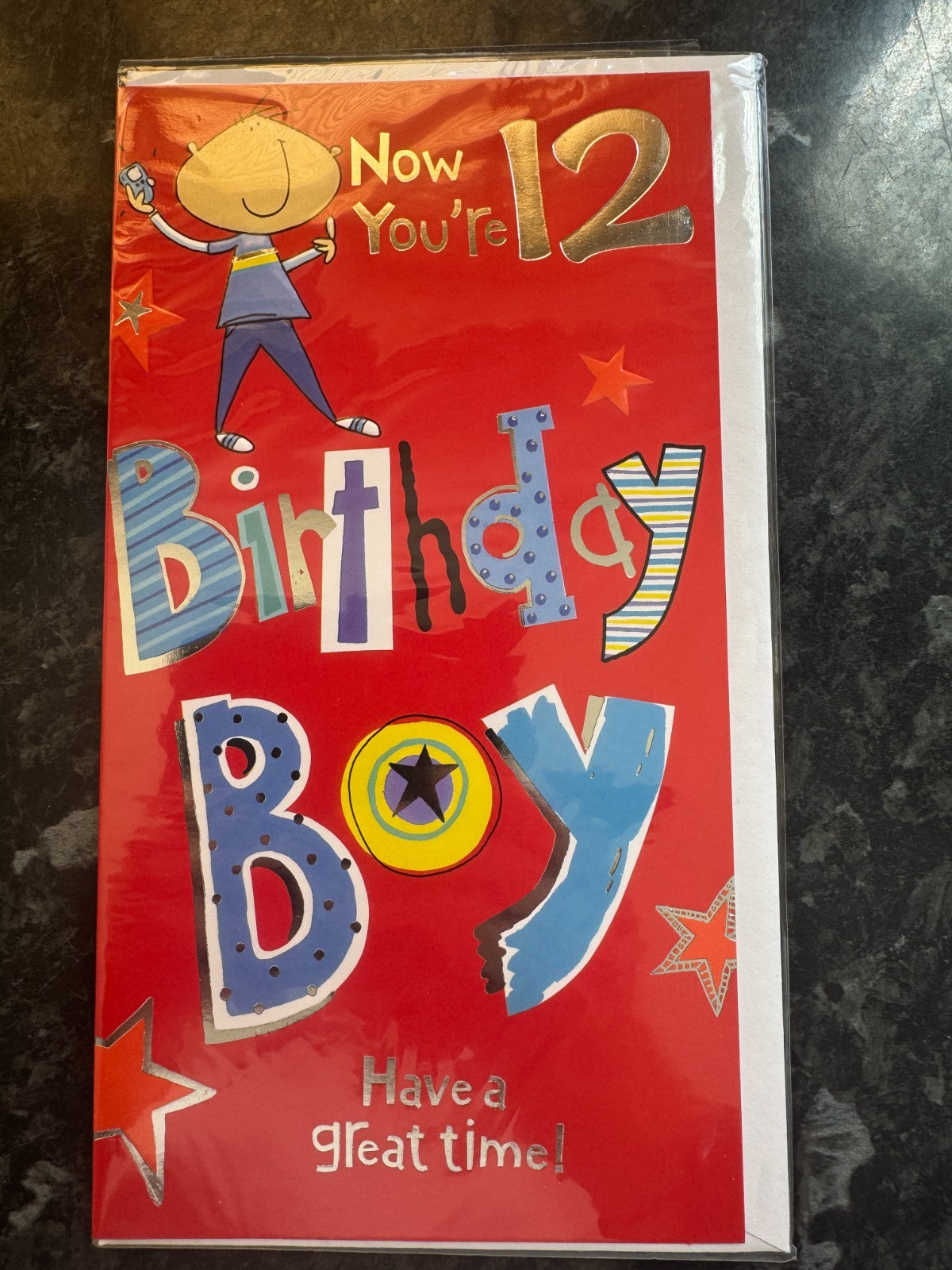 12th Birthday Card Boys Now You're 12 Twelve Birthday Boy Red Foil Medium 13x23c