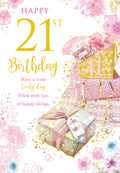 Happy 21st Birthday Card Female Foil Finish 8" x 6" Lovely Verse