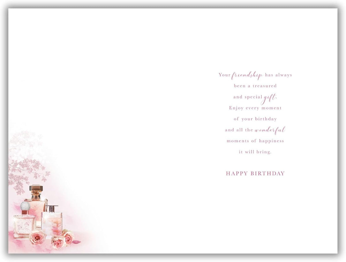 Friend Birthday Card  Glam Beauty & Rose Design  Quality Finish  15x23cm