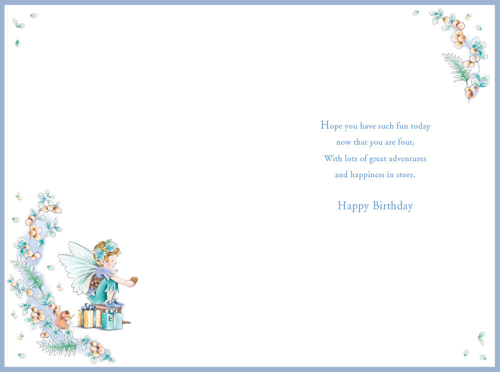 Great Grandson 4th Birthday Card Age 4 Berry Pixie 9" x 6" Lovely Verse
