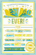 Fathers Day Card Best Dad Ever Certificate Lovely Verse