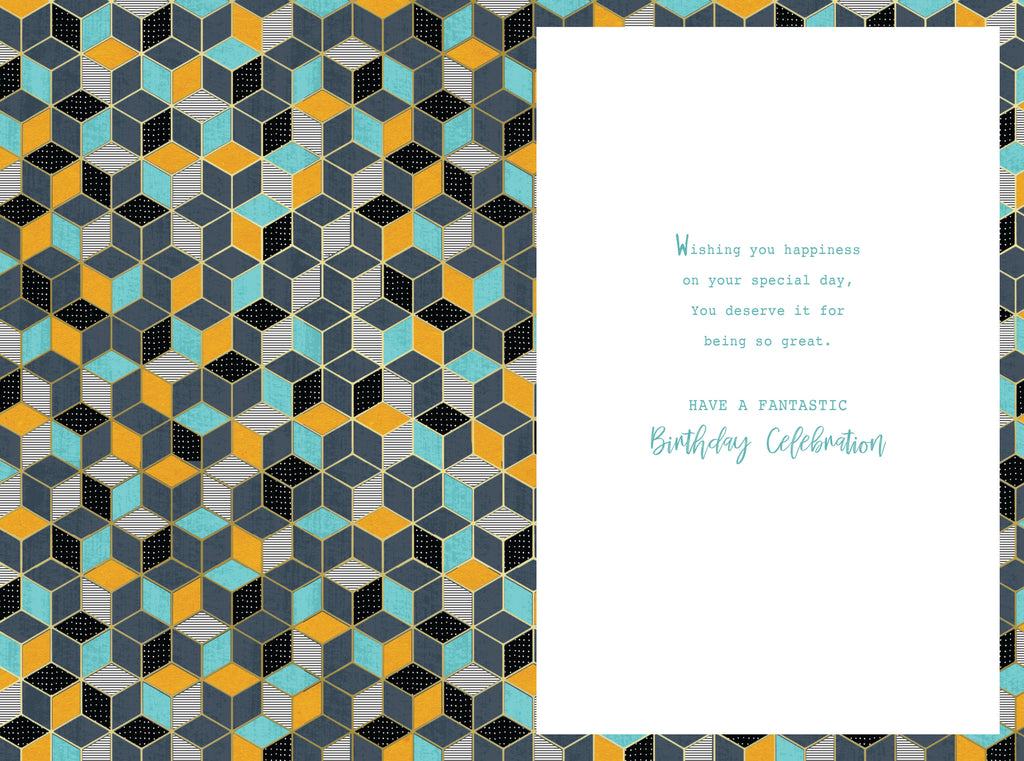70th Birthday Card for Dad  Geometric Cube Design  15x23cm Insert