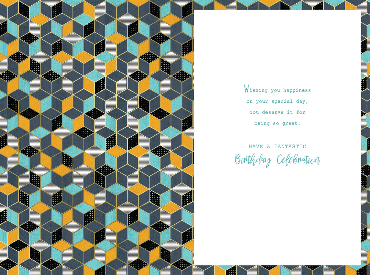 70th Birthday Card for Dad  Geometric Cube Design  15x23cm Insert