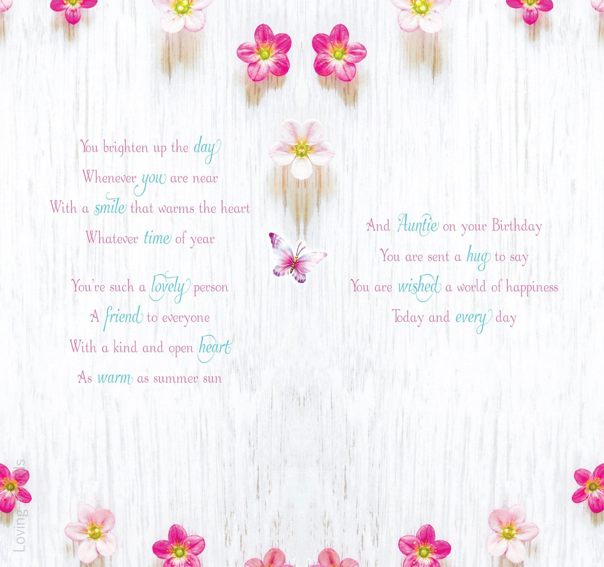 Auntie Happy Birthday Card Flowers & Lemon Tea Design Quality Lovely Verse