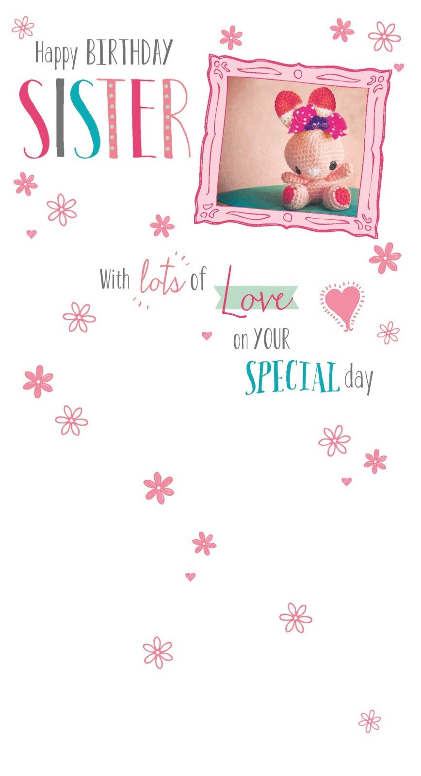 Sister Happy Birthday Card With Lots Of Love Teddy Design Modern