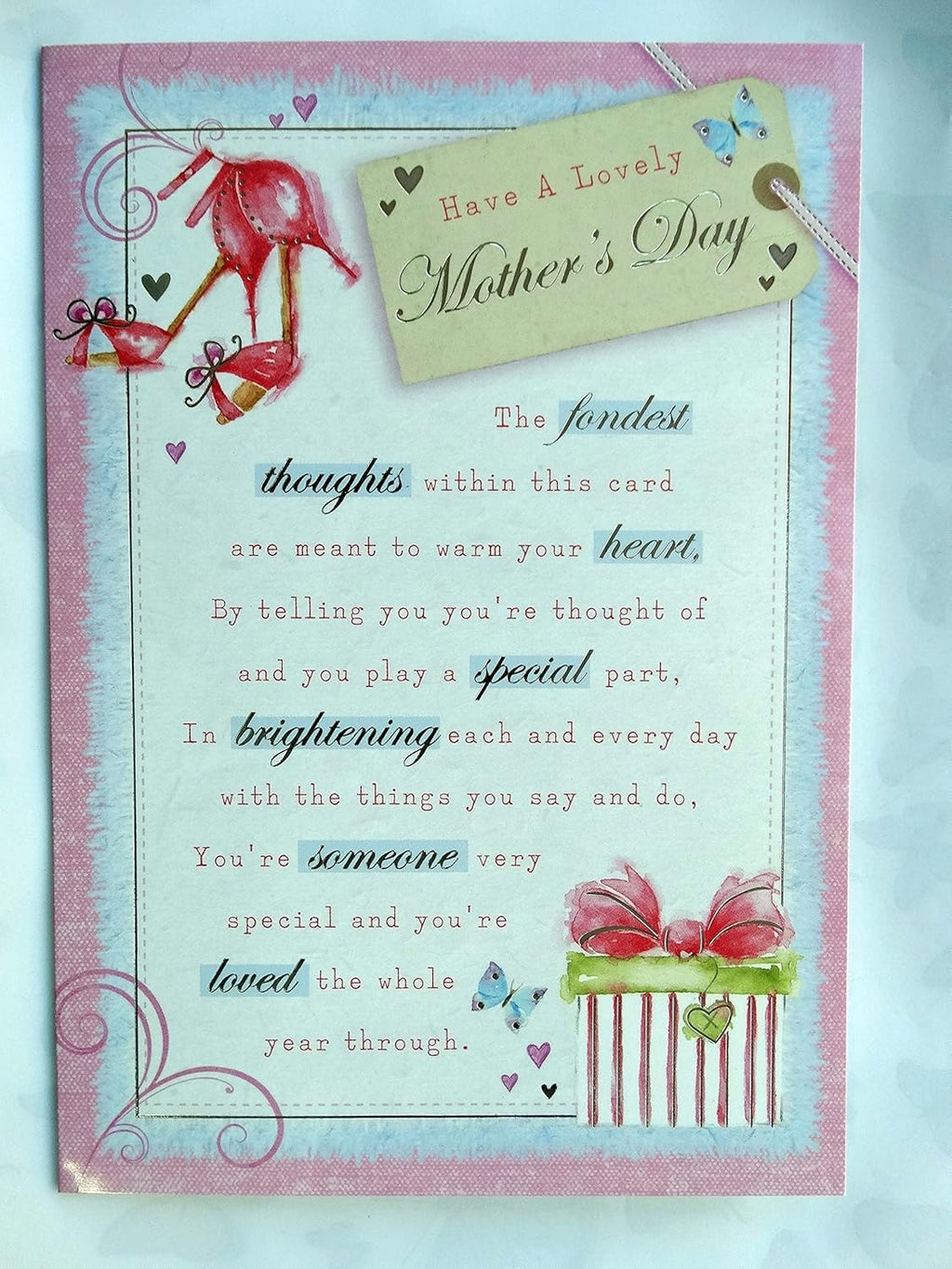 Have A Lovely Happy Mothers Day Mum Shoes & Word Design Card