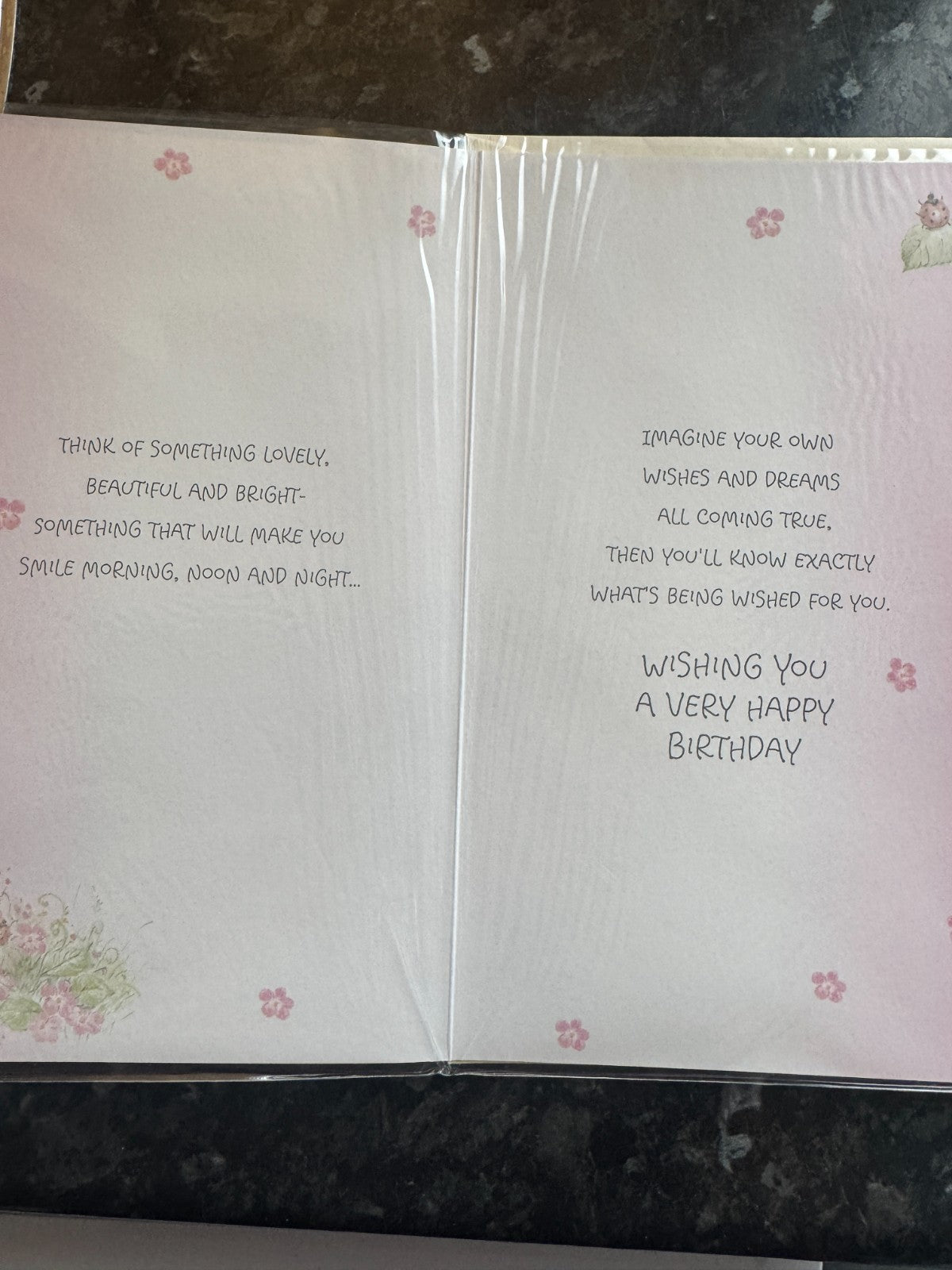 Birthday Card Nan Cute Teddy Bear Glitter Pink Floral Flowers Medium 13x23cm