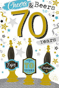 70th Happy Birthday Card Cheers & Beers to 70 Years Beer Design