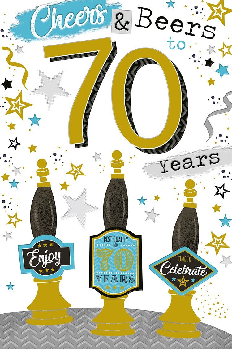 70th Happy Birthday Card Cheers & Beers to 70 Years Beer Design