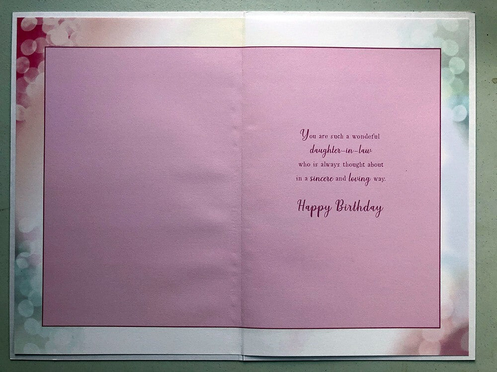 Wonderful Daughter-in-Law Birthday Card - Pink Roses & Heartfelt Verse