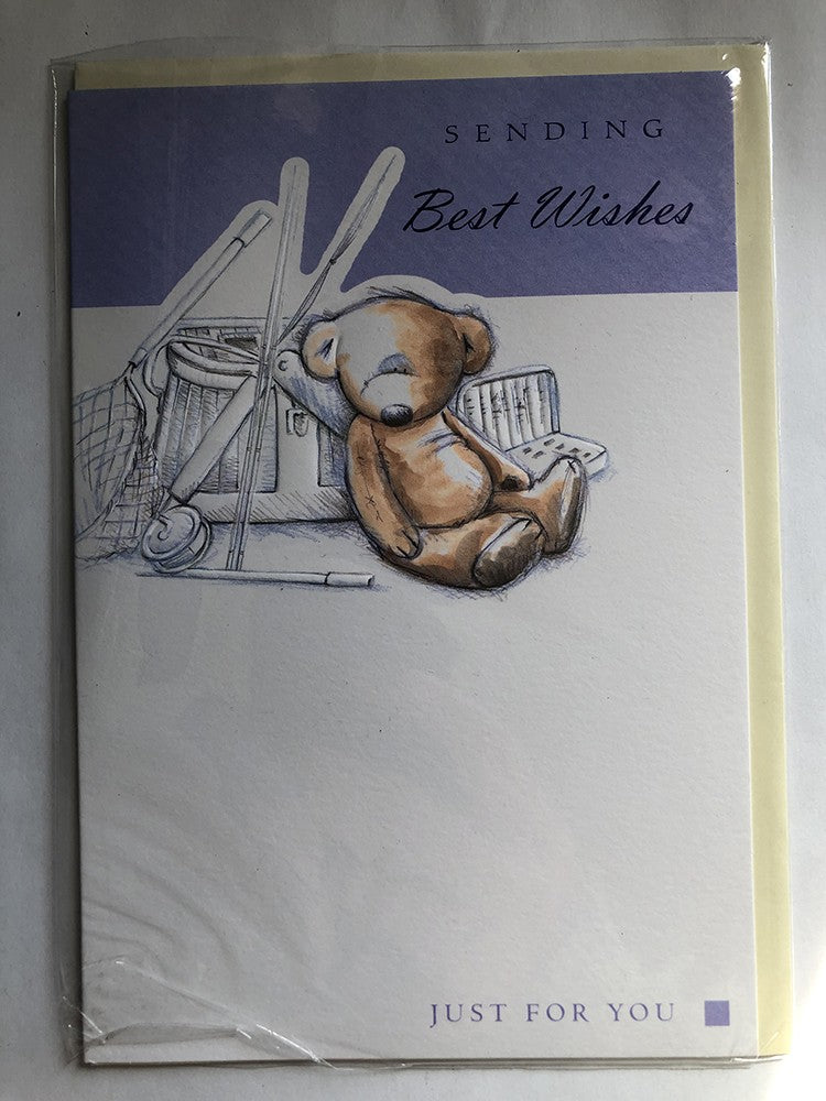Friend Happy Birthday Card Cute Bear Fishing Rod Tackle Net Just For You