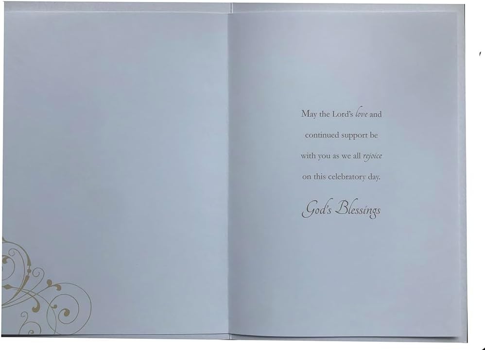 Religious Ordination Card  Prayer Hands & Gold Cross  14.4x21cm