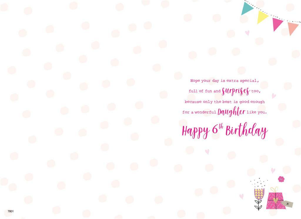 Daughter 6th Birthday Card Age 6 Llama Balloons & Gift Design Happy Lovely Verse