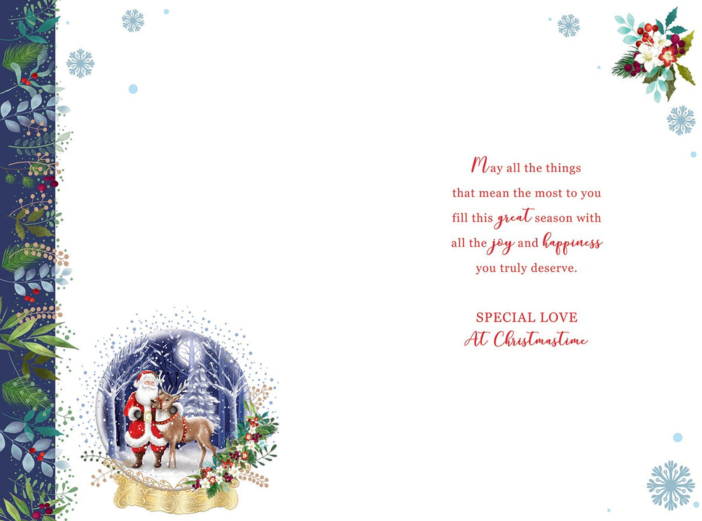 Special Grandad Christmas Card Santa & Reindeer Tree Design Lovely Verse