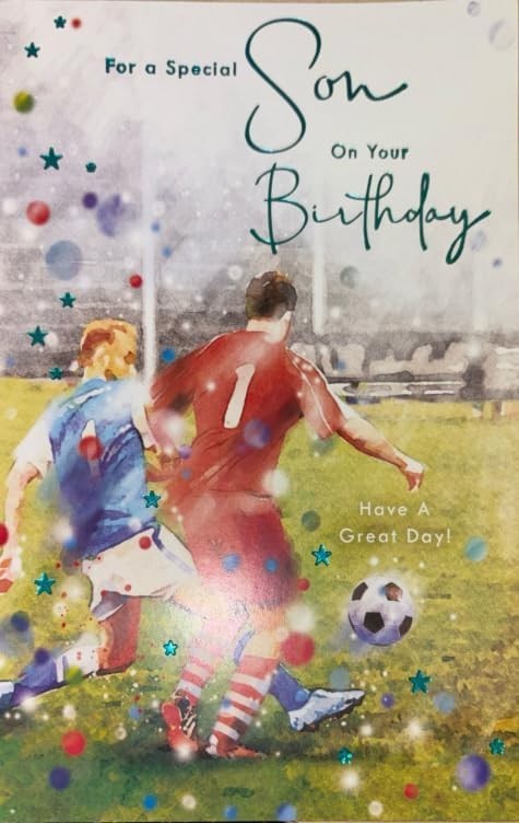 Birthday Card for Son  Football Players Design  15x23cm  Colour Insert