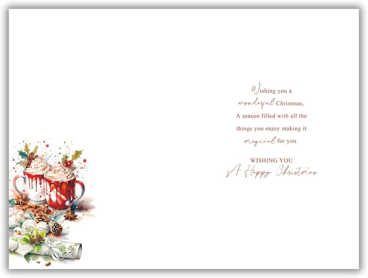Christmas Card For Friends 15x23cm Festive Mugs Verse Inside Quality Large Card