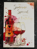 Someone Special Birthday Card Red Wine Large Greeting Card for Him Her Quality