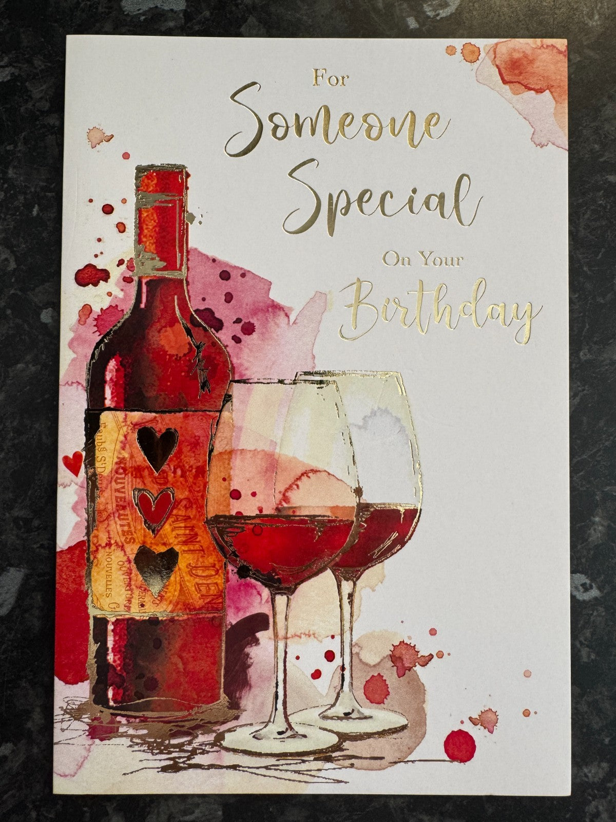 Someone Special Birthday Card Red Wine Large Greeting Card for Him Her Quality