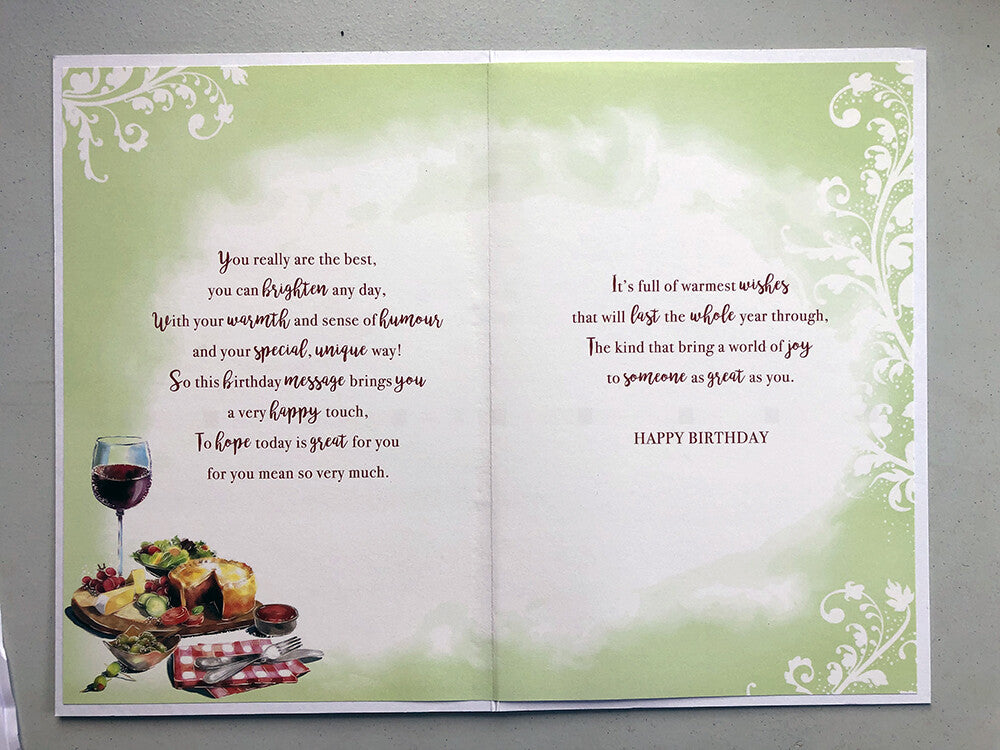 Dad 80th Birthday Card 80 Ploughman's Lunch Red Wine Design Happy Lovely Verse