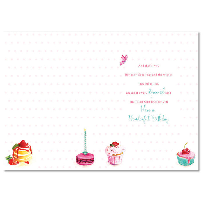 Granddaughter Happy Birthday Card Cup Cakes & Word Design Lovely Bright Modern