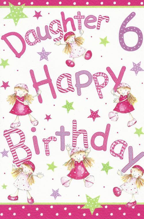 Daughter 6th Birthday Card 6 Girl Star & Word Design Happy  QualityLovely Verse