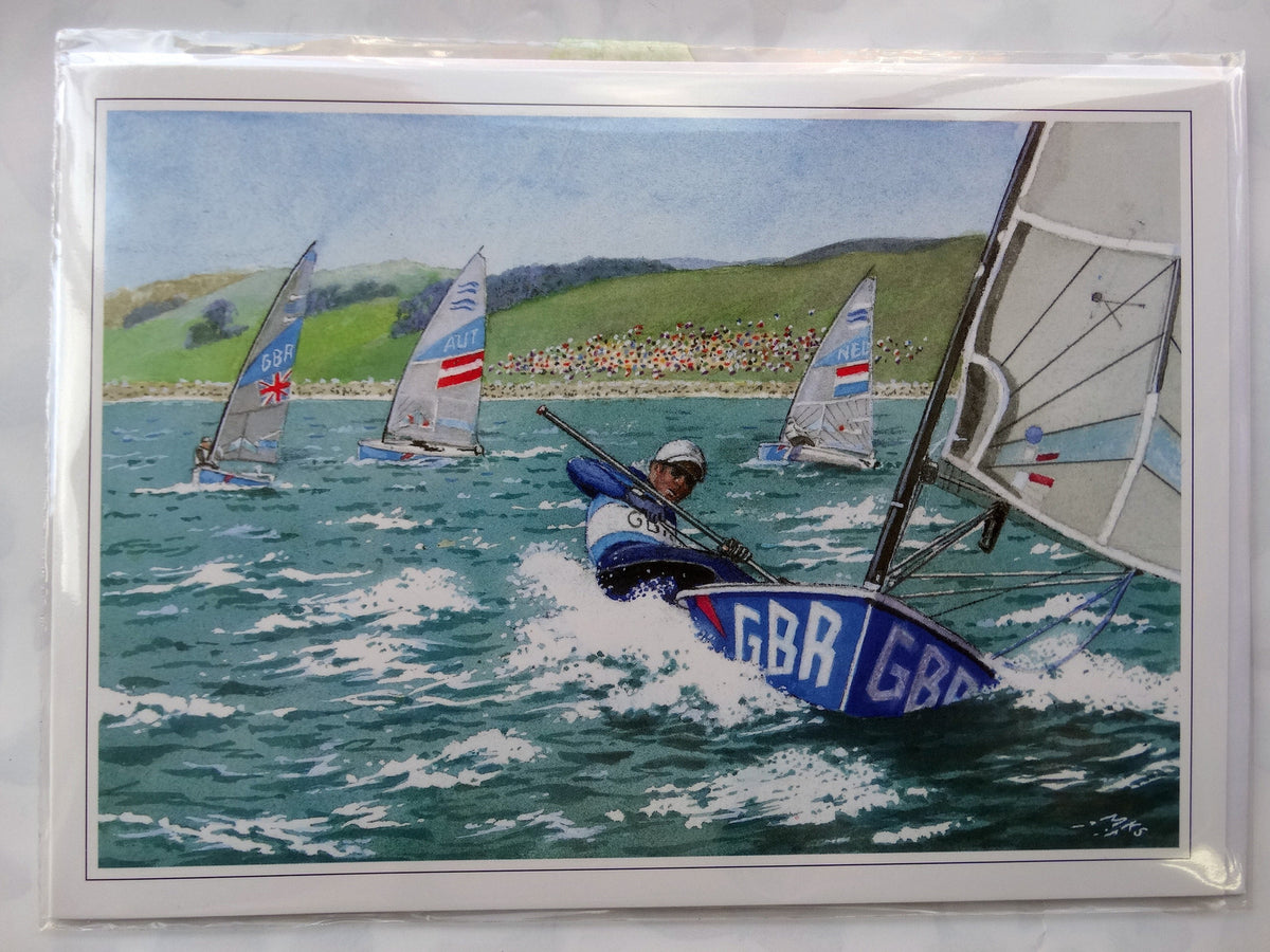 Going For Gold Single Handed Sailing Boat Blank Happy Birthday Christmas Card
