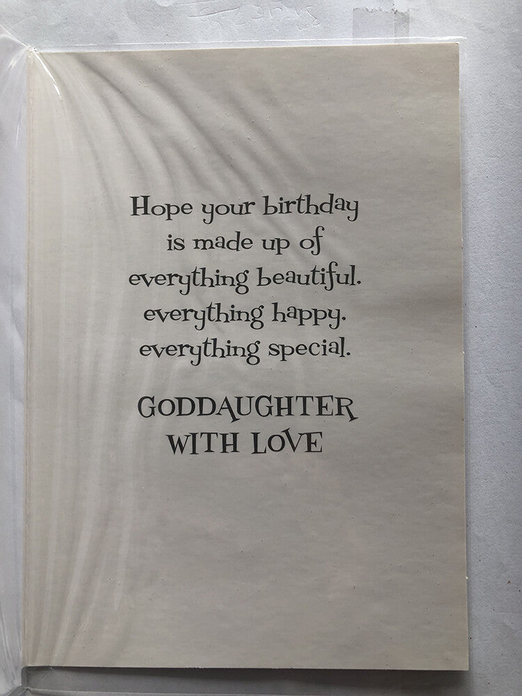 Goddaughter Happy Birthday Card Cute Bear Flower Bouquet