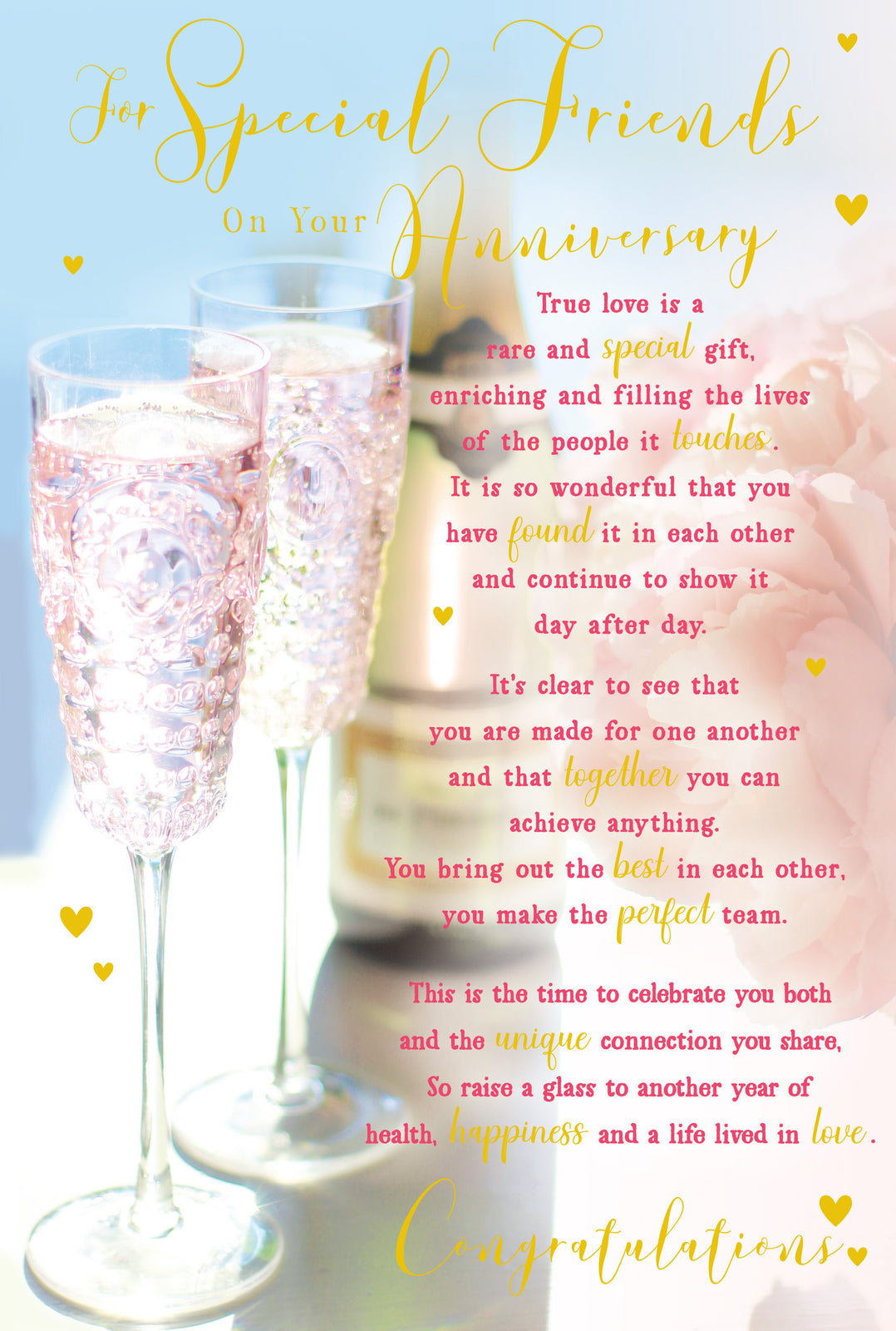 Special Friends Anniversary Card  Romantic Verse  Modern Quality Finish